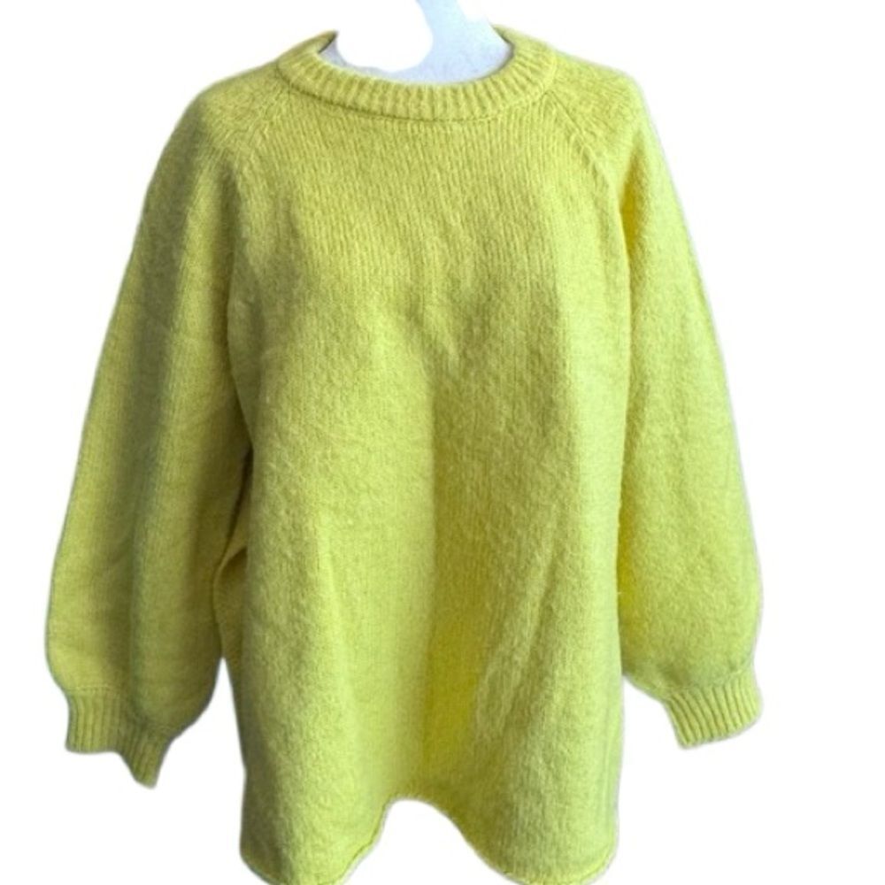Wray Pullover Yellow Knit Wool Sweater Long Sleeve SZ L